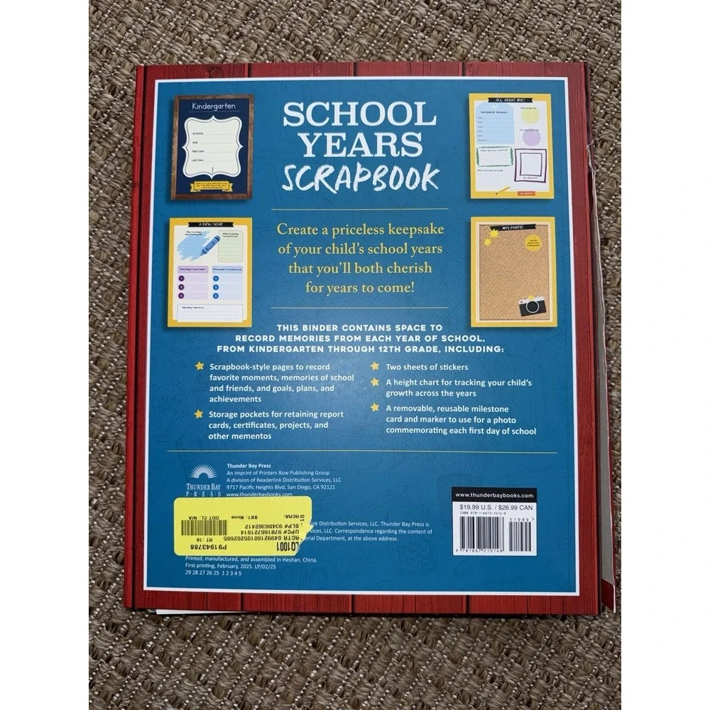 Thunder Bay Press School Years Scrapbook K-12 Keepsake Binder Journal New Flaw